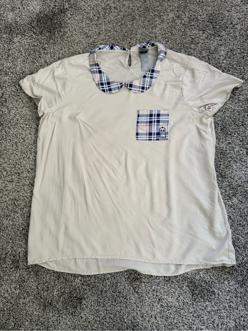 Her Universe Doctor Who TARDIS Peter Pan Collar Key-hole Back Blouse Size XL